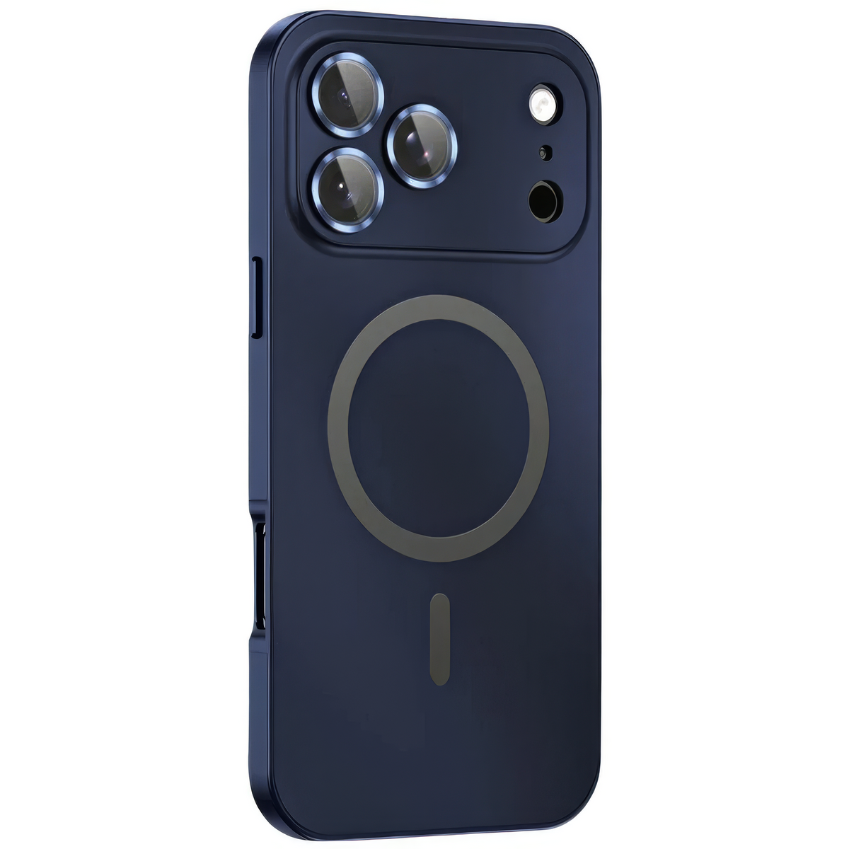 Étui en métal KAVENIQ ARC bleu foncé pour iPhone avec protection de caméra