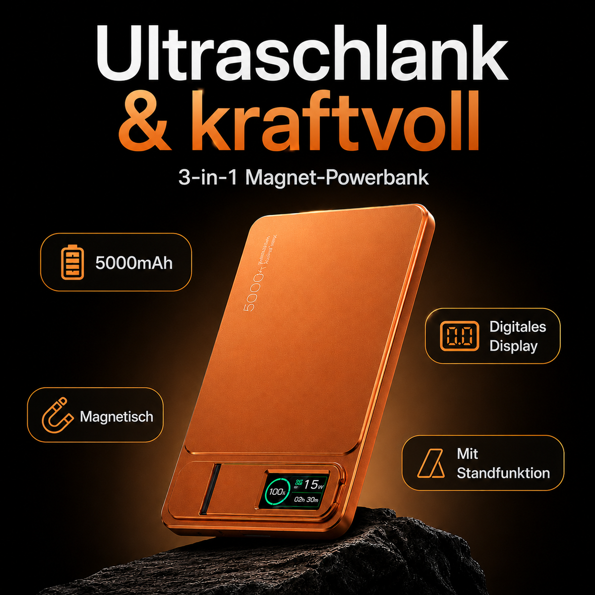 KAVENIQ VOLT – Batterie externe magnétique 3-en-1 pour iPhone